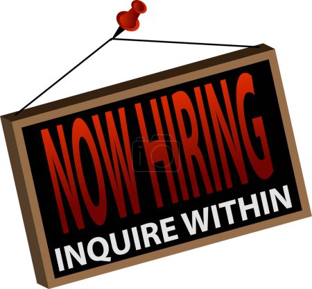 Illustration for Hiring hiring sign showing hiring or hiring job - Royalty Free Image