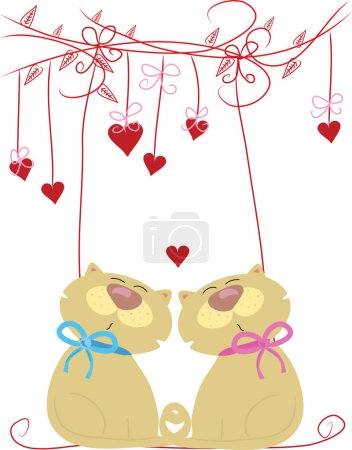 Illustration for Cute cats in the hearts - Royalty Free Image