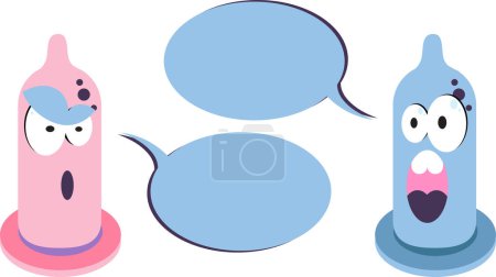 Illustration for Vector illustration of  cartoon speech bubbles and Condoms - Royalty Free Image