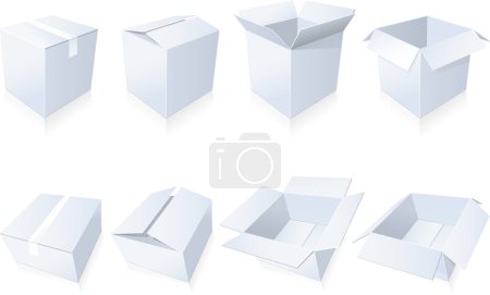 Téléchargez les illustrations : Ensemble de boîtes en papier isolées - en licence libre de droit