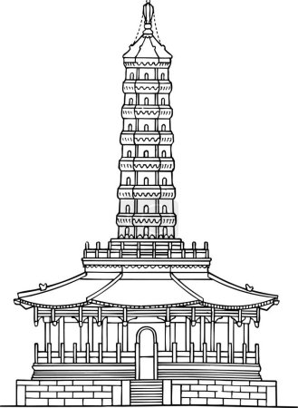 Illustration for Vector illustration of temple in thailand. - Royalty Free Image