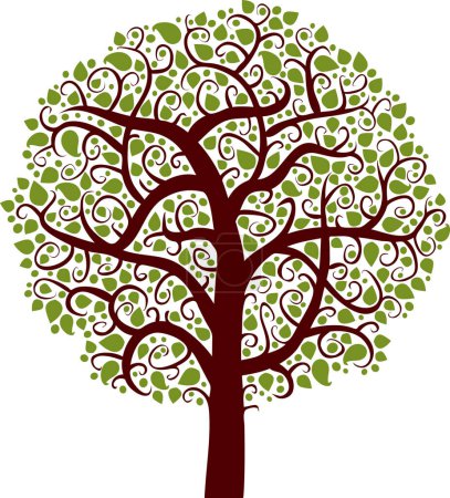 Ilustración de Árbol con hojas y ramas - Imagen libre de derechos