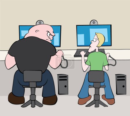 Illustration for Two men at the computer. - Royalty Free Image