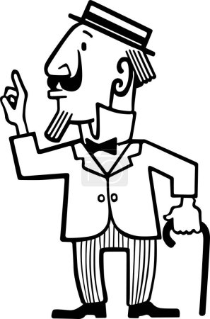 Ilustración de Ilustración de dibujos animados vectoriales de un hombre en un bastón - Imagen libre de derechos