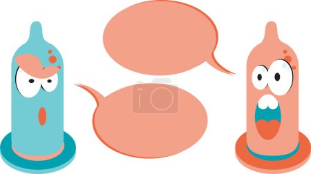 Illustration for Vector illustration of  cartoon speech bubbles and Condoms - Royalty Free Image