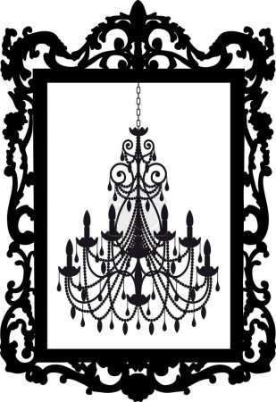 Illustration for Vintage chandelier. black silhouette. vector illustration - Royalty Free Image