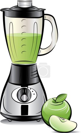 Illustration for Vector illustration of green smoothie with apple - Royalty Free Image