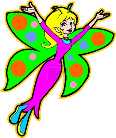 Illustration for Cute cartoon girl  butterfly - Royalty Free Image