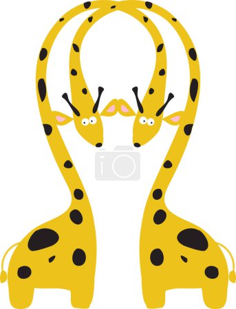 Téléchargez les illustrations : Girafes têtes aux yeux jaunes. - en licence libre de droit