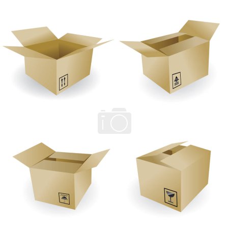 Ilustración de Conjunto de cajas de cartón - Imagen libre de derechos