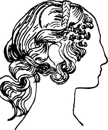 Ilustración de Vintage chica con peinado en el fondo - Imagen libre de derechos