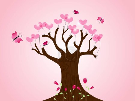 Ilustración de Ilustración vectorial de un árbol con corazones - Imagen libre de derechos