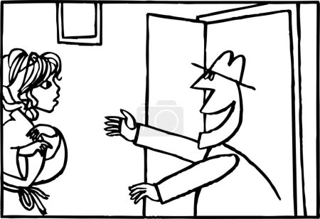 Illustration for Hostess and unexpected guest at the door - Royalty Free Image