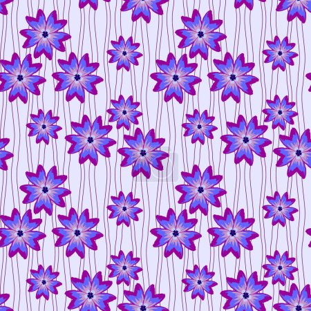 Téléchargez les illustrations : Aquarelle motif sans couture de fleurs violettes sur fond blanc - en licence libre de droit