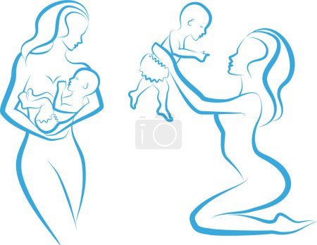 Ilustración de Madre sosteniendo bebé, vector - Imagen libre de derechos