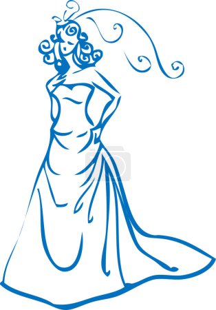 Illustration for Vector illustration of beautiful woman in long dress - Royalty Free Image
