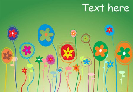 Téléchargez les illustrations : Carte de fleurs colorées illustration vectorielle - en licence libre de droit