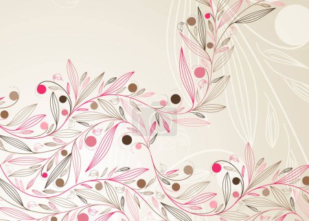 Illustration for Abstract floral background with flowers and leaves - Royalty Free Image