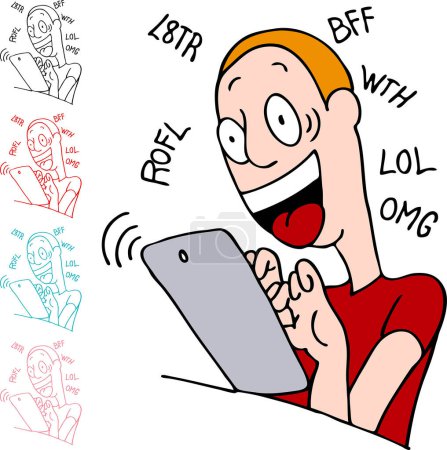 Ilustración de Hombre de dibujos animados con la tableta de PC - Imagen libre de derechos