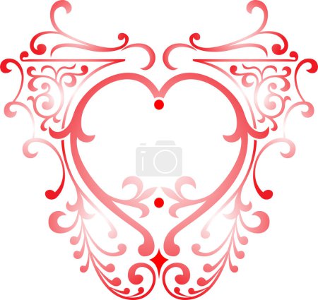 Illustration for Heart with floral ornament, vector illustration - Royalty Free Image