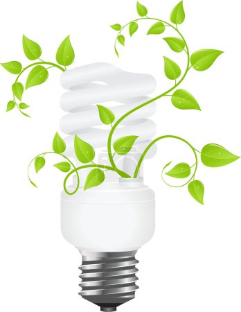 Illustration for Light bulb with green leaves - Royalty Free Image