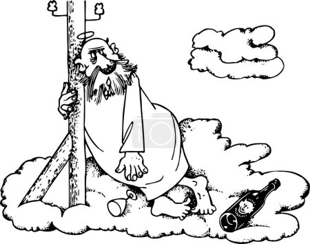 Ilustración de Dios borracho, vector moderno ilustración - Imagen libre de derechos