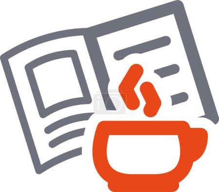 Téléchargez les illustrations : Tasse à café et icône de journal dans le style contour rempli - en licence libre de droit