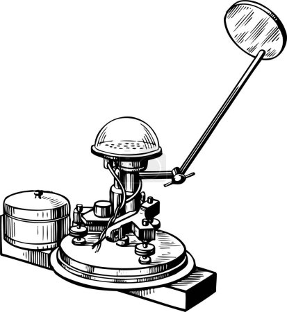 Ilustración de Ilustración en blanco y negro del piranómetro aislado en blanco - Imagen libre de derechos