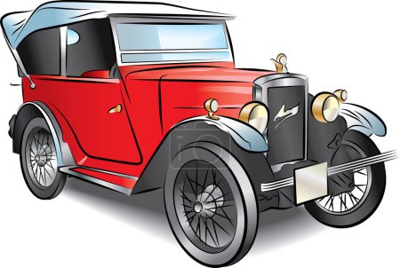 Téléchargez les illustrations : Illustration d'une voiture classique sur fond blanc - en licence libre de droit