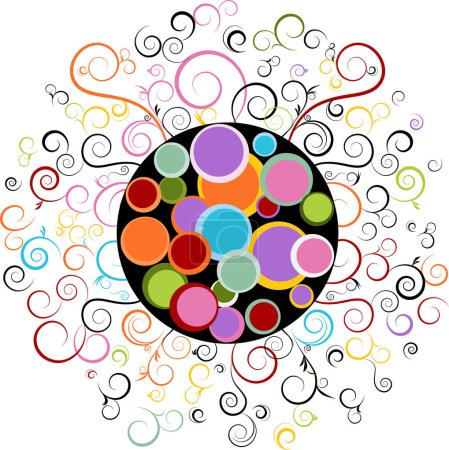 Téléchargez les illustrations : Illustration vectorielle de cercles colorés abstraits - en licence libre de droit