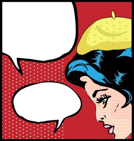Ilustración de Arte pop comic mujer con burbuja del habla. ilustración vectorial - Imagen libre de derechos
