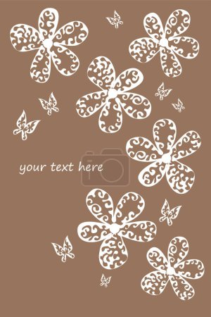 Téléchargez les illustrations : Fond vectoriel floral avec des papillons - en licence libre de droit
