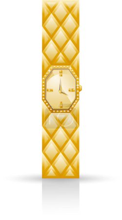 Téléchargez les illustrations : Icône en or de montre dorée sur fond blanc - en licence libre de droit