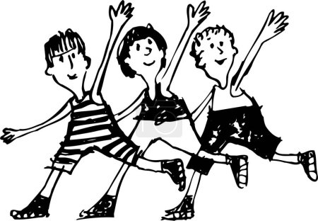Illustration for Happy children running on white background. - Royalty Free Image