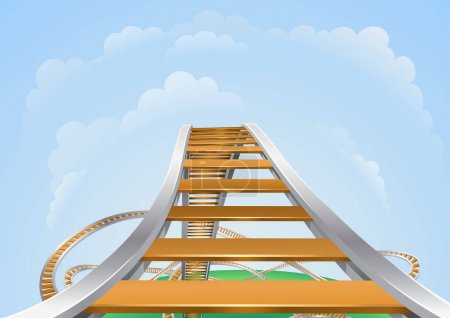 Illustration for Illustration of a roller coaster from the highest view. Conceptual highs and lows or fear and trepidation. - Royalty Free Image