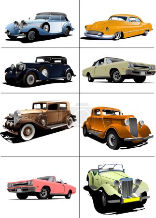 Ilustración de Colección de coches clásicos vintage - Imagen libre de derechos