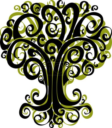 Téléchargez les illustrations : Vector illustration of a tree on background - en licence libre de droit
