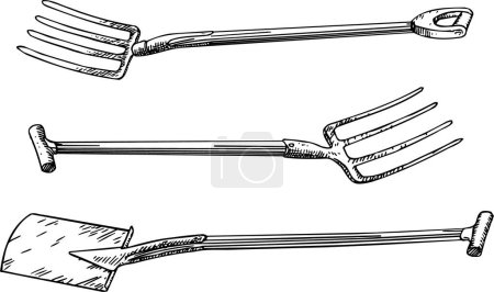 Photo for Hand drawn sketch of garden tools. vector illustration - Royalty Free Image