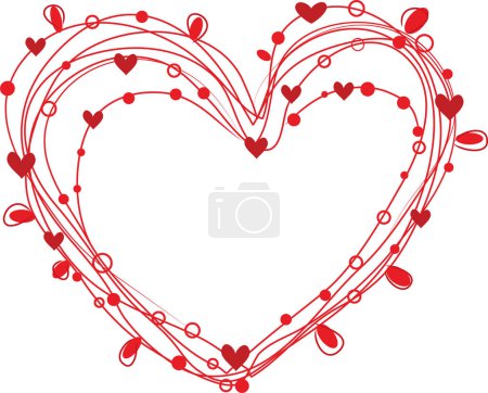 Téléchargez les illustrations : Illustration vectorielle du cœur en coeurs rouges sur fond blanc - en licence libre de droit