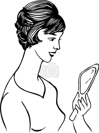Illustration for Woman looking through a mirror - Royalty Free Image