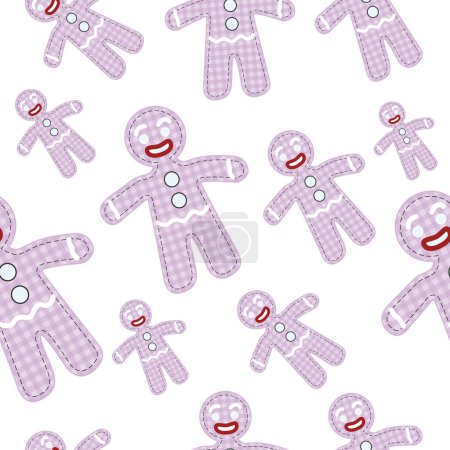 Illustration for Seamless pattern of cute gingerbreads on white background - Royalty Free Image