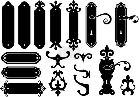 Ilustración de Conjunto de vectores de marcos decorativos en blanco y negro - Imagen libre de derechos
