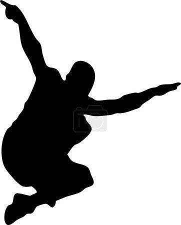 Téléchargez les illustrations : Silhouette vectorielle de l'homme dansant sur fond blanc - en licence libre de droit