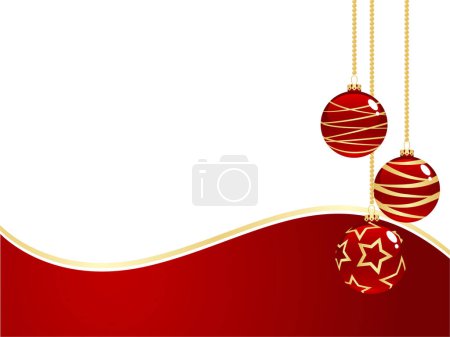 Illustration for Red christmas baubles on white background, vector illustration - Royalty Free Image