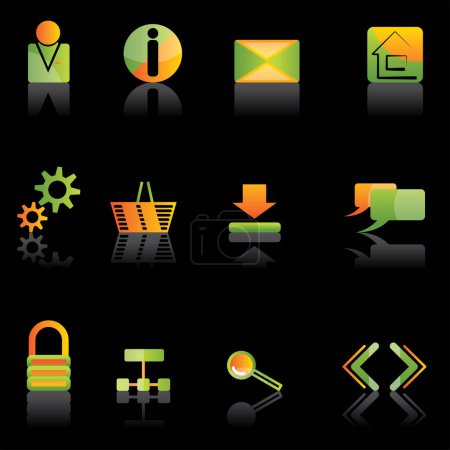Illustration for Vector icons set on black background - Royalty Free Image
