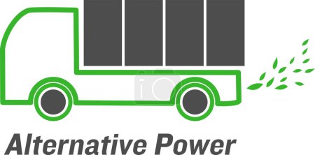 Téléchargez les illustrations : Icône de bus carburant vert avec texte noir - en licence libre de droit