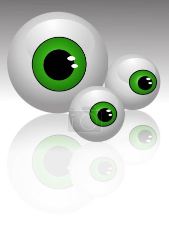 Téléchargez les illustrations : Trois globes oculaires, illustration vectorielle - en licence libre de droit