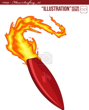 Illustration for Red surfboard and fire flame , vector illustration - Royalty Free Image