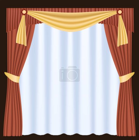 Illustration for Brown curtains in the theater, vector illustration - Royalty Free Image