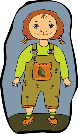 Illustration for Girl in green jumpsuit, vector illustration - Royalty Free Image